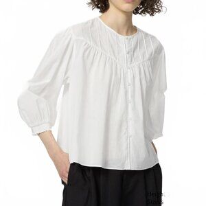 Uniqlo Cotton 3/4 Sleeve Sheer Blouse White NWT Medium